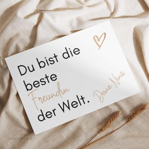 Personalisierbare Karte "Du bist die beste Freundin der Welt. Deine..." mit Herz | Grußkarte | Geschenk | DIN A6 | Busenfreundin | Postkarte