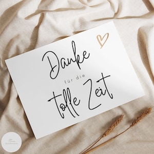 Karte "Danke für die tolle Zeit" mit Herz | Grußkarte | Dankekarte | Postkarte | sw | DIN A6
