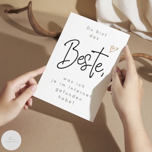 Karte "Du bist das Beste, was ich je im Internet gefunden habe!" mit Herz | Grußkarte | Dankekarte | Postkarte | sw | DIN A6