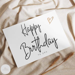 Karte "Happy Birthday to you" mit Herz oder Ballons | Geburtstag | 4 verschieden Varianten | Grußkarte | Dankekarte | Postkarte | sw | A6