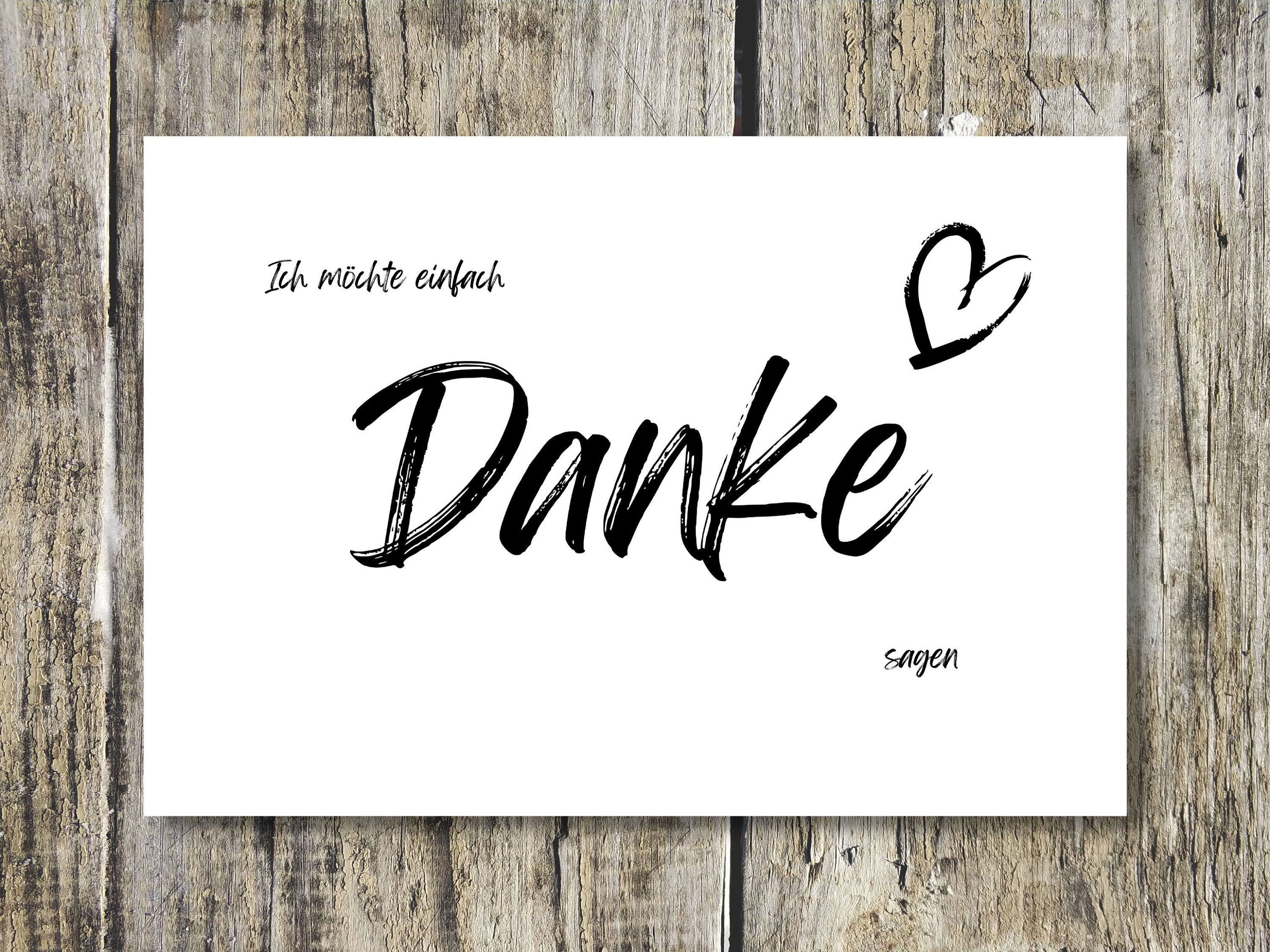 Karte "Ich möchte einfach Danke sagen" mit Herz | Grußkarte