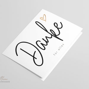 Klappkarte "Danke für alles" mit Herz | Grußkarte | Dankekarte | Postkarte | sw | 10,5 x 14,8 cm