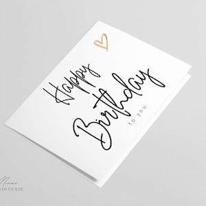 Klappkarte "Happy Birthday to you" mit Herz oder Ballons | Geburtstag | 4 verschieden Varianten | Grußkarte| Postkarte | sw | 10,5 x 14,8 cm