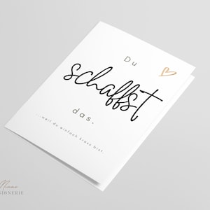 Klappkarte "Du schaffst das." mit Herz | Grußkarte | Dankekarte | Postkarte | Mutmacher Karte | stolz | Glück wünschen | 10,5 x 14,8 cm