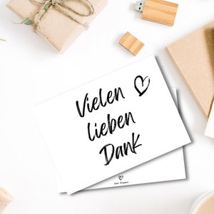 Karte "Vielen lieben Dank" mit Herz | Grußkarte | Dankekarte | Postkarte | sw | DIN A6