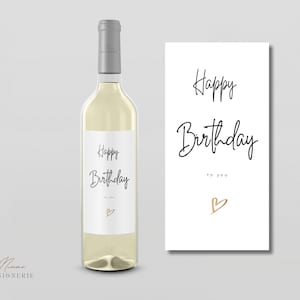 Weinetikett "Happy Birthday to you" mit Herz oder Ballons | elegantes Flaschenetikett | Geschenk | Weingeschenk | 4 verschieden Varianten
