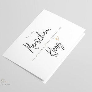 Klappkarte "Es gibt Menschen die passen einfach perfekt ins Herz" mit Herz | Grußkarte | Dankekarte | Postkarte | sw | 10,5 x 14,8 cm