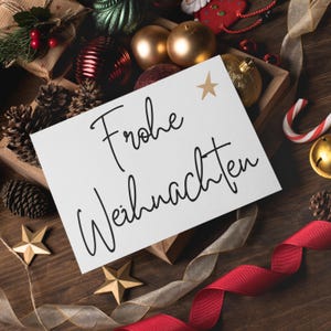 Weihnachtskarte "Frohe Weihnachten" oder "Merry Christmas" mit Stern | Grußkarte | Postkarte |  DIN A6