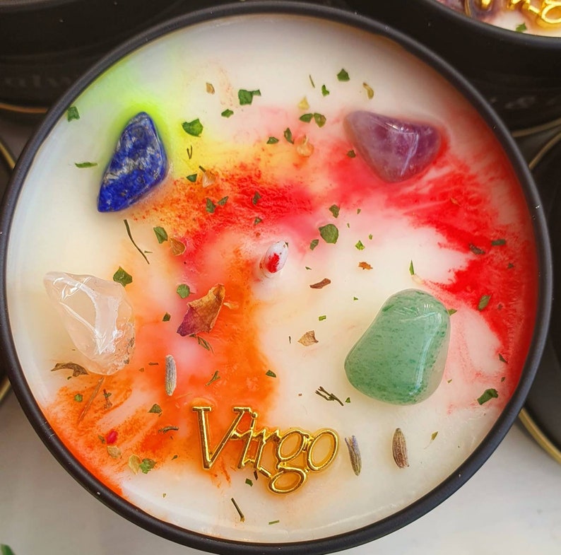 Zodiac Crystal Candles Star Sign Candle Handmade Etsy UK