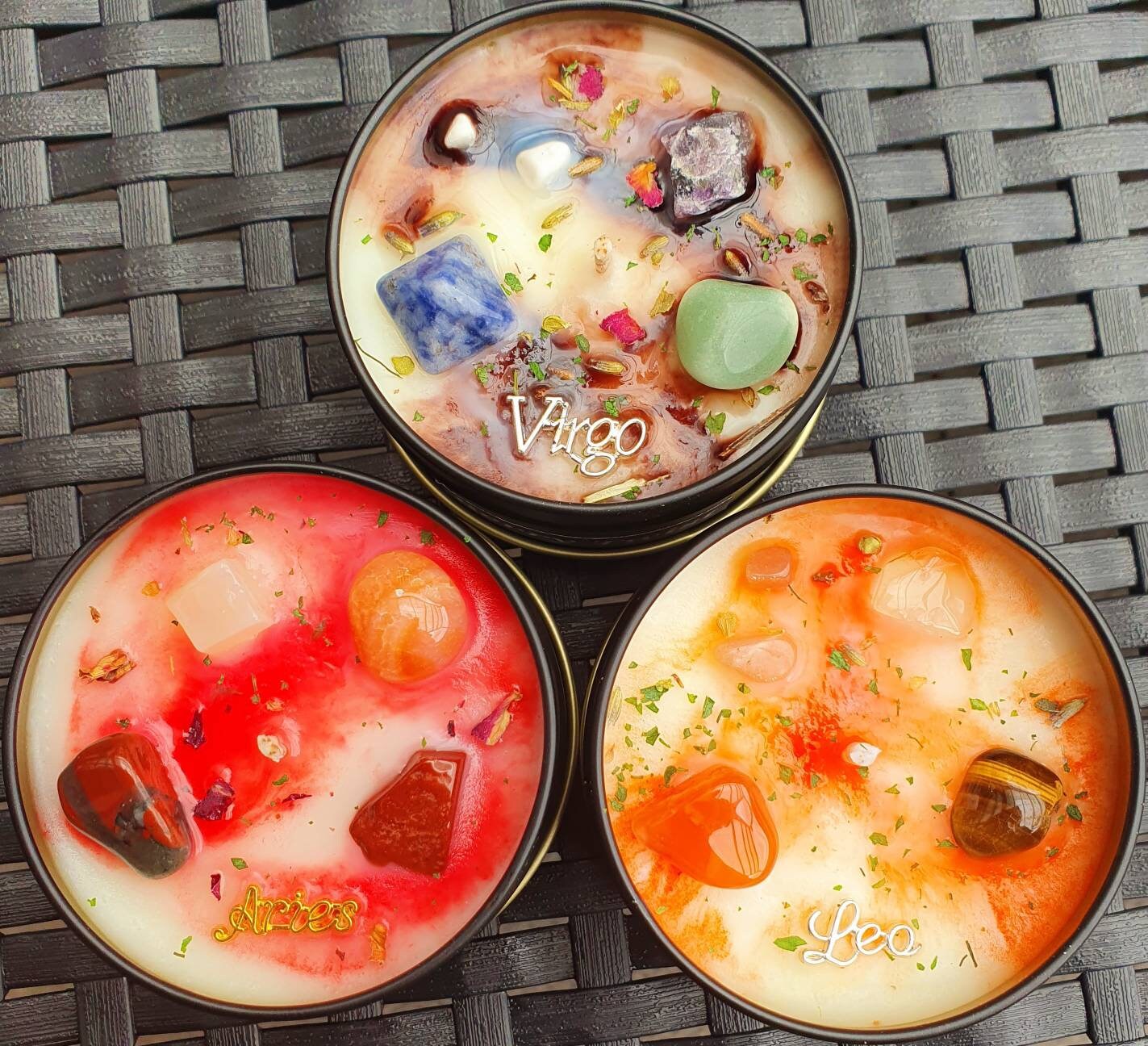 Zodiac Crystal Candles Star Sign Candle Handmade Etsy UK