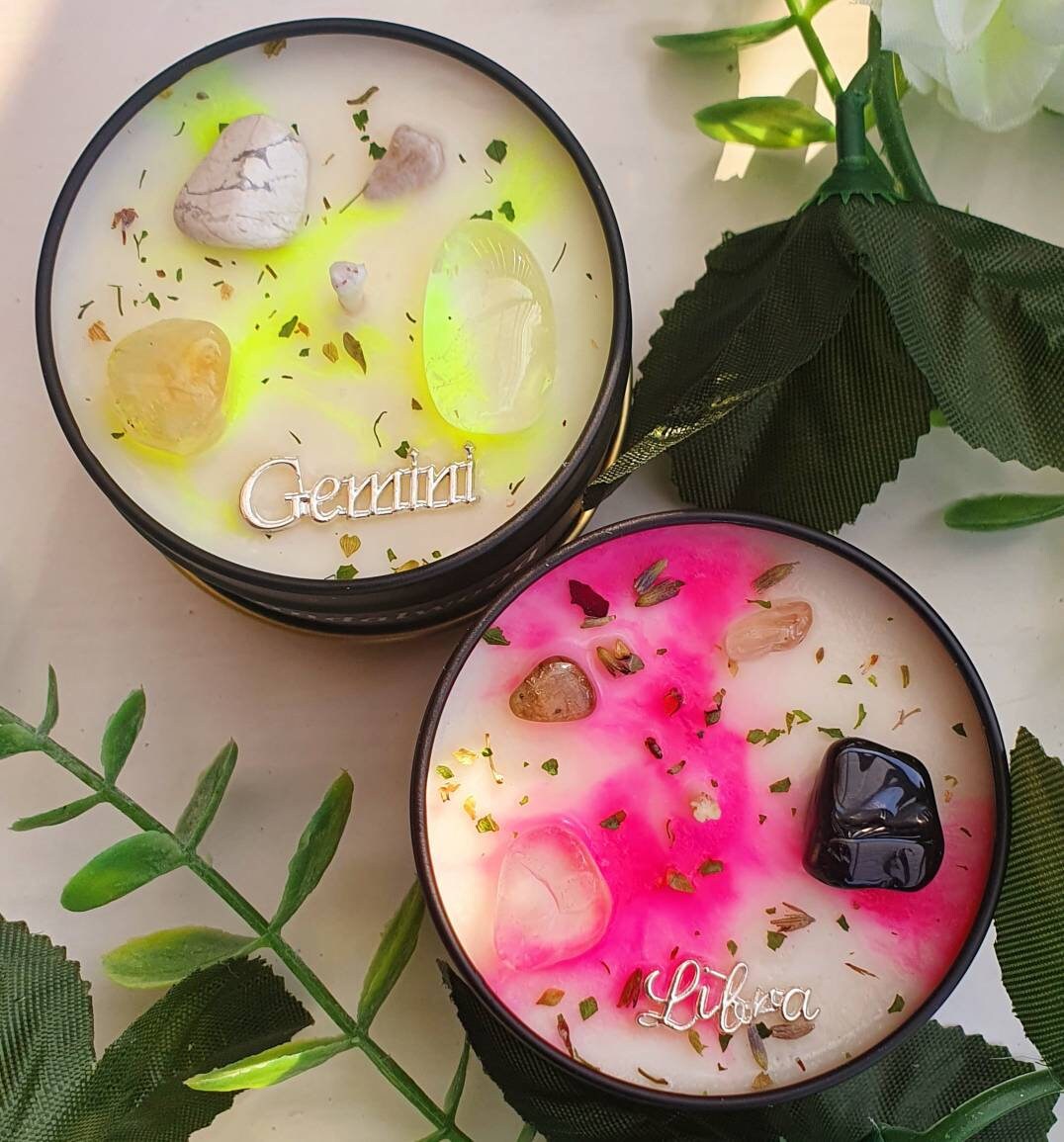 Zodiac Crystal Candles Star Sign Candle Handmade Etsy UK