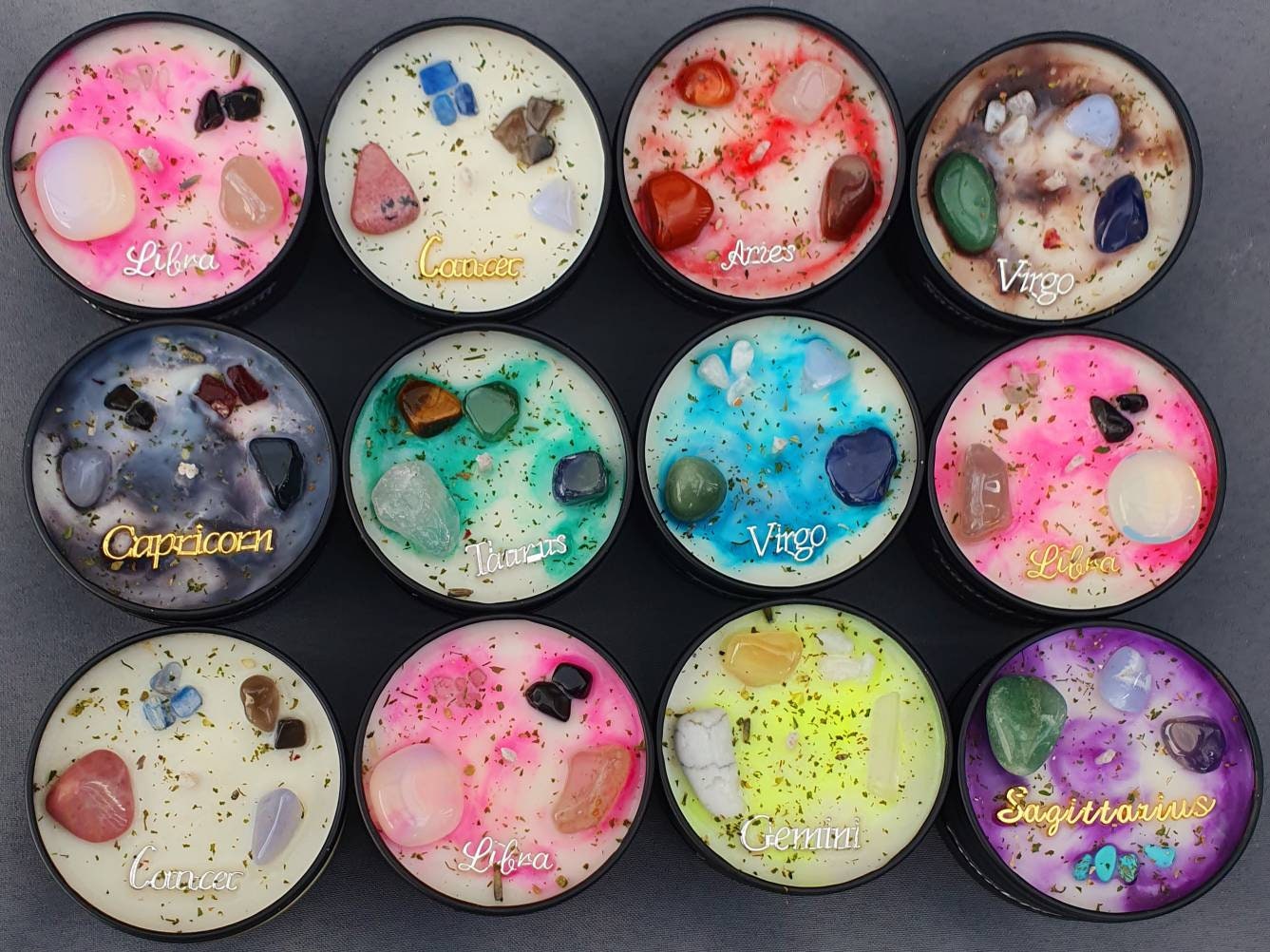 Zodiac Crystal Candles Star Sign Candle Handmade Etsy UK