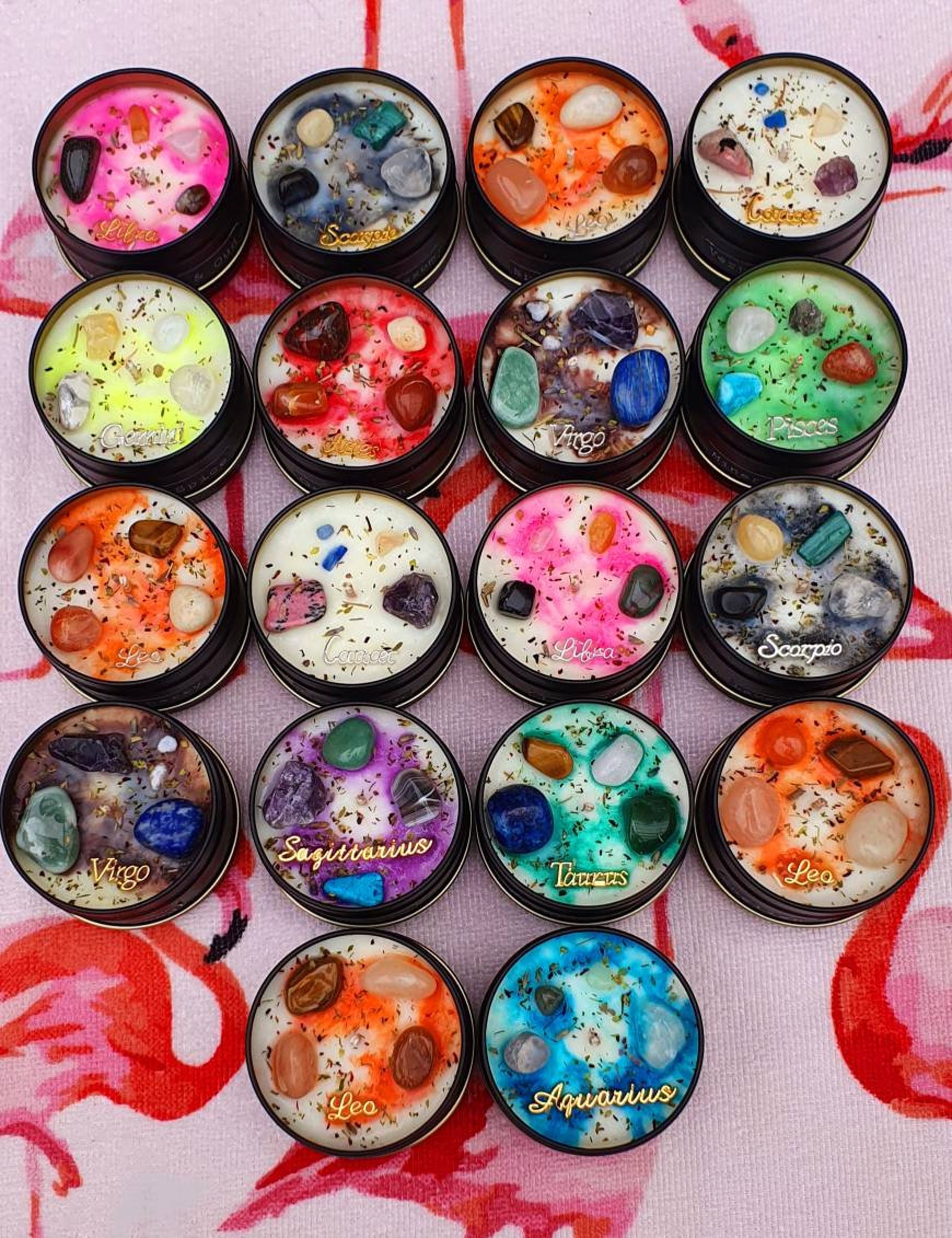 Zodiac Crystal Candles Star Sign Candle Handmade Etsy UK