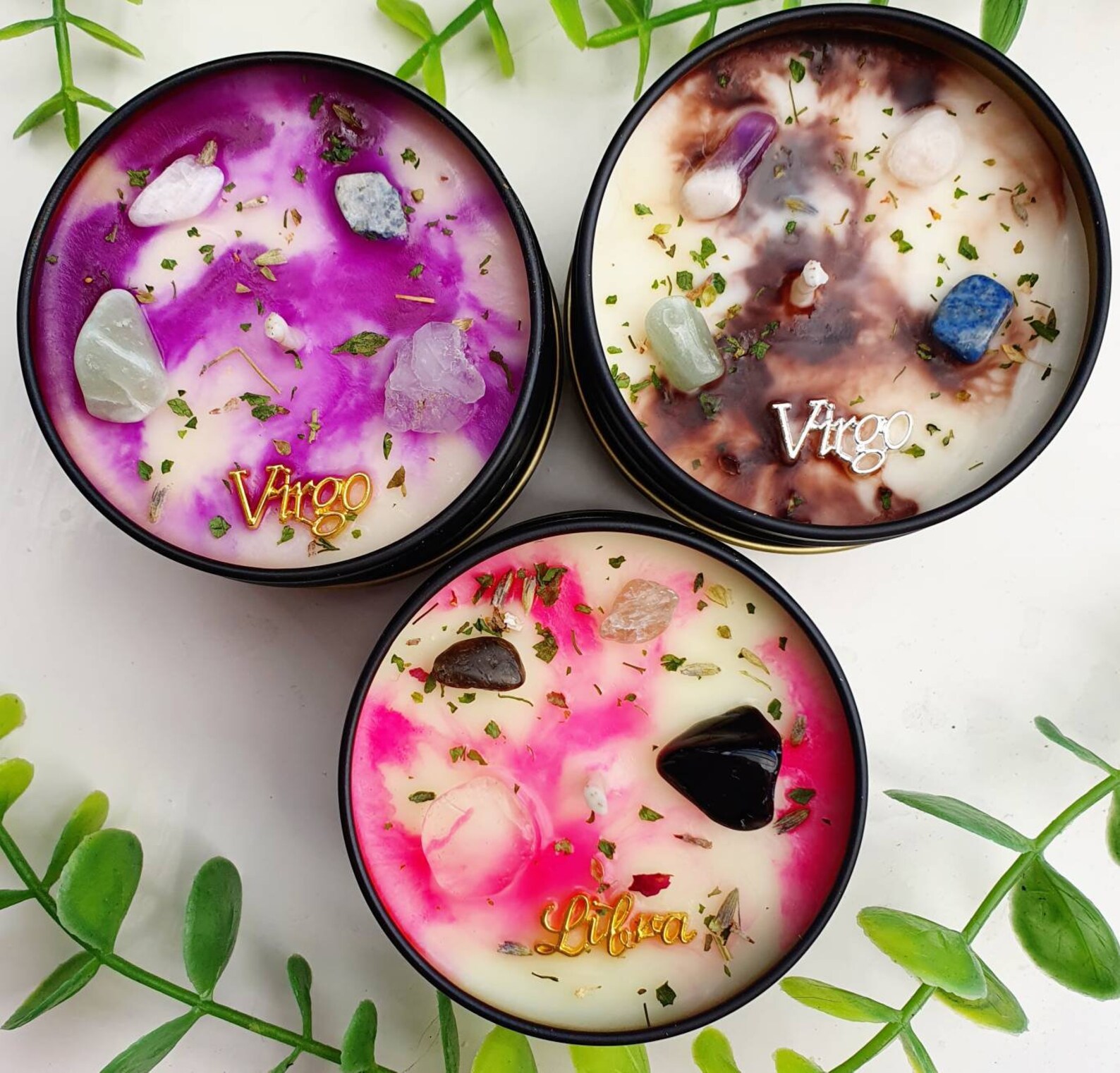 Zodiac Crystal Candles Star Sign Candle Handmade Etsy UK