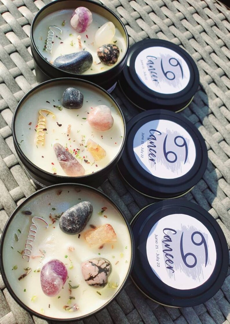 Zodiac Crystal Candles Star Sign Candle Handmade Etsy UK