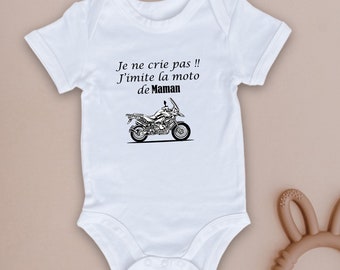 Body "je ne crie pas j'imite la moto de Maman" body bébé, humour, idée cadeau, moto, Maman, trail