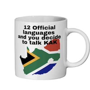 Mug sud-africain 11 oz 12 langues officielles et vous décidez de parler Cadeau drôle KAK, idées cadeaux Saffa, collègue sud-africain pour expatriés Cadeaux KAK