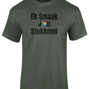 South African Phrase, Afrikaans saying Tshirt, Saffa Gift Idea, Heavy Cotton T-Shirt Ek Smaak Jou Stukkend, South African Flag, Coworker Mug