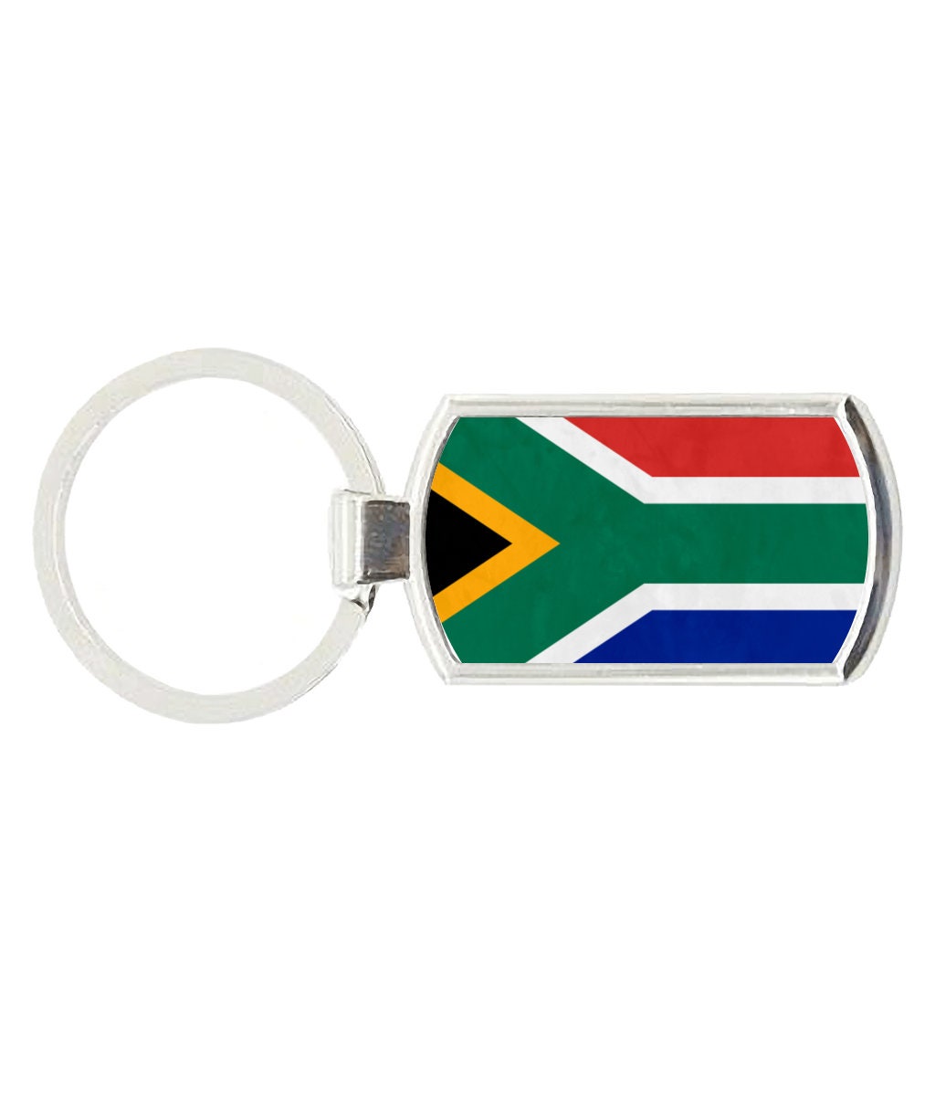 South African Flag Souveneir Gift Keychain, Oblong Metal Keyring With ...