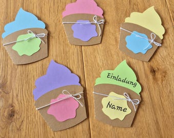 Invitations for a children's birthday party. DIY kit or ready-made. Great invitations for the child's friends. Muffin invitations.