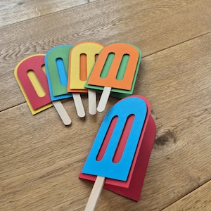 Einladungen zum Kindergeburtstag. Aufklappbar. Selbst-Bastel-Set (DIY) od schon fertig. Einladungen für die Freunde des Kindes. Eis am Stiel