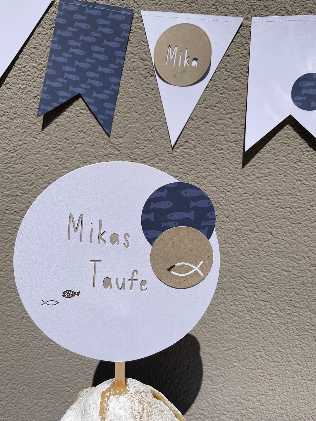 Baptism Decoration Set Paper Garland Personalized Pennant Chain Cake ...