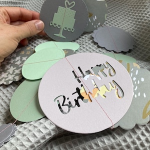 Ghirlanda di carta personalizzabile con catena di cerchi di compleanno, decorazione personalizzata