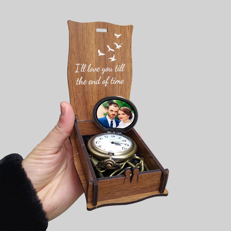 Engraved Pocket Watch: Custom Photo, Personalized Groomsmen Gift image 2
