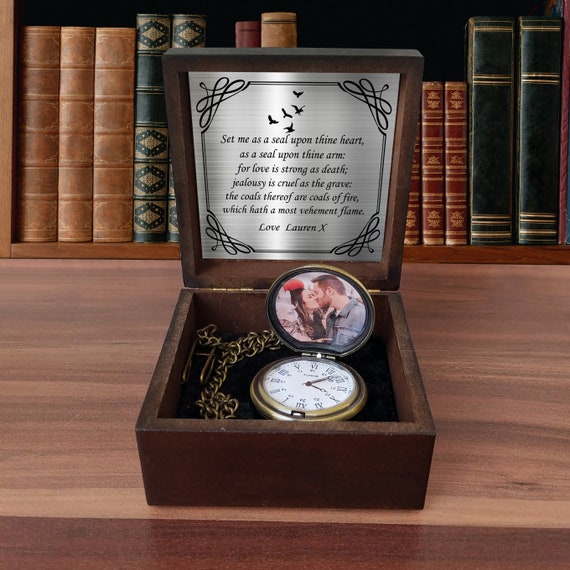 Custom Pocket Watch Anniversary Gift Personalized Gift Box With