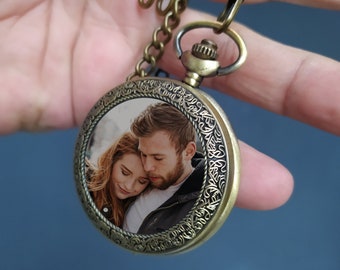 Personalized Copper Pocket Watch: Photo Printing, Engraved Gift