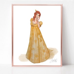 Fashion Print, Penelope Featherington Bridgerton inspired Poster, print of original illustration, bridgerton wall art, room decor regency