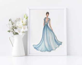 Fashion Illustration, “Rachel Chu” Original Fashion Wall Art, Wall Décor, bedroom decor, wall art, crazy rich Asians inspired fan art