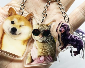 Customized photo keychain, family photo keychain, pet keychain,  acrylic keychain, cat portrait keychain,dog gift, christmas gift for her