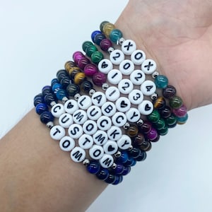 Pulseras con nombre de cristal personalizadas, joyas personalizadas, regalos para mamá, pulseras con letras, pulseras de cristal, regalos de cumpleaños, regalos de navidad