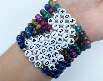 Custom crystal name bracelets, custom jewelry, gifts for mom, letter bracelets, crystal bracelets,  birthday gifts, Christmas gifts