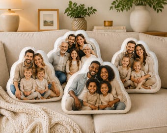 Custom Family Pillow – Personalized Cloud-Shaped Keepsake Cushion – Perfect Gift for Home, Parents Photo , Grandparents, Kids & Pet Lovers