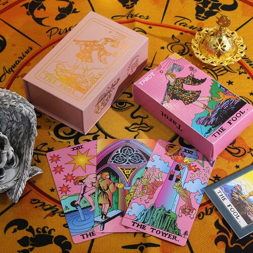 Gold Foil Tarot Plastic Tarot Cards With Boxes and Tarot Etsy