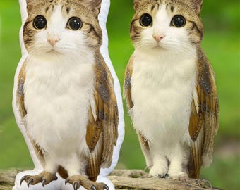 Meowl Pillow, Custom Animal Pillow, Meowl Meme Plush，Meowl keychain，Fun Pet Gift, Meowl Pillow Cover, Custom Cat Pillow, Custom Owl Pillow