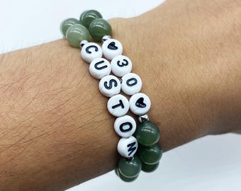 Custom Jade Letter  Bracelet, Birthday Gift Bracelet, Halcyon Letter Bracelet, Christmas Gift, Bracelet Gift for Her