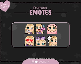 6 Blonde Hair Girl Emotes for Twitch, Youtube streamers or Discord