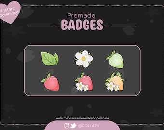 Cute Strawberry Fruit Twitch Sub Bit Badges