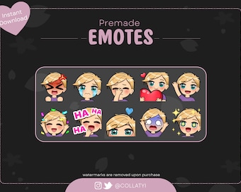 Blonde Hair Guy Emotes Pack for Twitch, youtube streamers or Discord