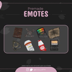 Könnte beinhalten: Ein Satz von acht digitalen Illustrationen von gruseligen Objekten, darunter ein Buch, ein Kreuz, ein Geisterdetektor, ein Ouija-Brett, eine Pillenflasche, eine Flasche Geisterjagdsalz, ein Radio und ein weiteres Buch. Die Illustrationen sind im Cartoon-Stil gehalten und haben einen schwarzen Hintergrund.