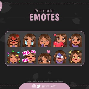 Brown Hair, Tanned Skin Girl Emotes Pack for Twitch, Youtube streamers or Discord