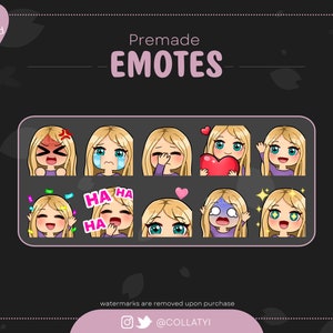 Blonde Hair Girl Emotes Pack for Twitch, Youtube streamers or Discord