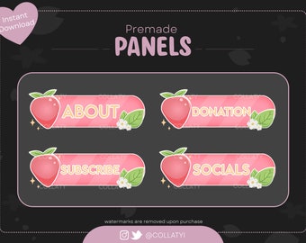 10 Cute Strawberry, Flowers Twitch Panels