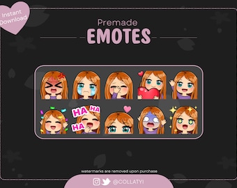 Red Hair Girl Emotes Pack for Twitch, Youtube streamers or Discord