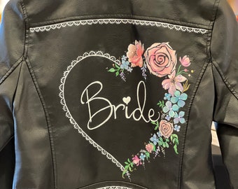 Bridal Leather Jacket Personalised Custom slot Bride Jacket Painted DEPOSIT ONLY