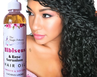 Hair Growth Oil: Hibiscus Hair Oil, Ayurvedic Hair Growth Serum, Natural Hair Care, 100% Natural Organic Hair Oil, 8 oz