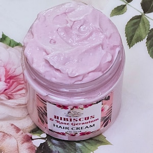 Hibiscus & Rose Geranium Hair Cream: Natural Leave-In Conditioner